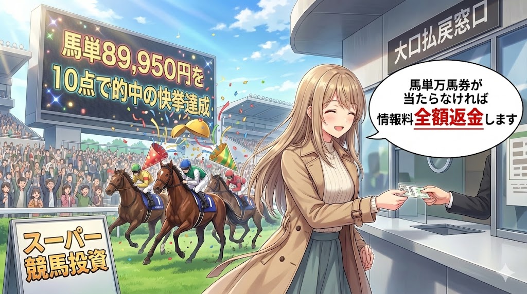 馬単89,950円を10点で的中!!